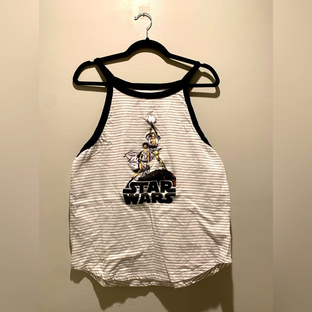 Star Wars White Striped Tank Top Size L